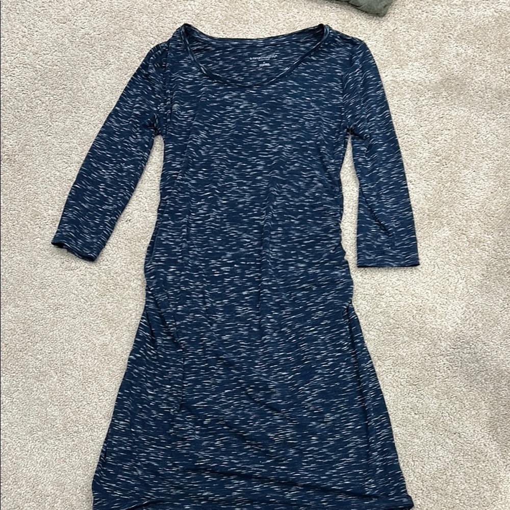 Liz Lange Blue Ribbed Sheath Dress V-Neck 3/4 Sleeve
